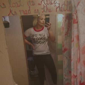 Red and white shirt from pink